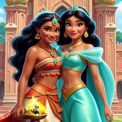 Moana and Princess Jasmine Meme Template