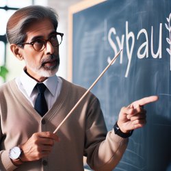 Make him hold a teaching stick with glasses pointing to the syba Meme Template