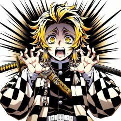 zenitsu freaked out Meme Template