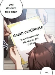 Death certificate for messing with MC Meme Template