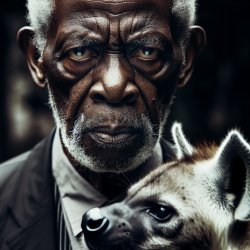 morgan freeman glaring at you holding a hyena Meme Template