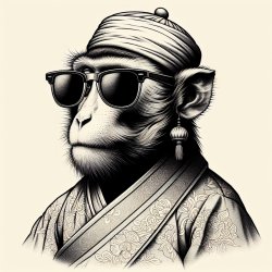 really chill monkey with sunglasses and asian garb Meme Template
