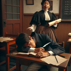 student sleeping face down at his desk and A TEACHER walks in Meme Template