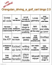 Orangutan_driving_a_golf_cart bingo 2.0 Meme Template