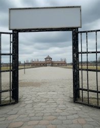 Concentration camp gate blank Auschwitz Meme Template