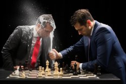 Two man playing chess with champagne Meme Template