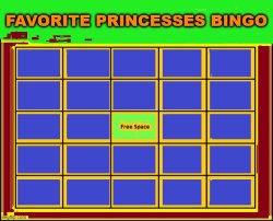 favorite princesses bingo Meme Template
