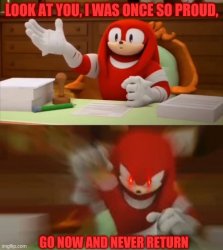 knuckles is mad Meme Template
