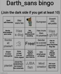 Darth_sans bingo v1 Meme Template