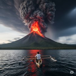 Volcano and boat Meme Template