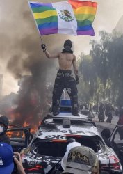 Gay Pride rioter Meme Template