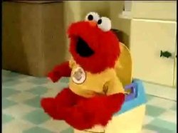 Elmo on the toilet low quality Meme Template