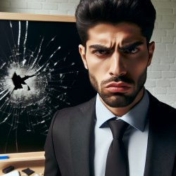 Bussines man angry at a broken blackboard Meme Template