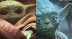 Baby yoda and Yoda Meme Template