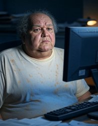 Elderly Old Fat man computer tough guy Meme Template