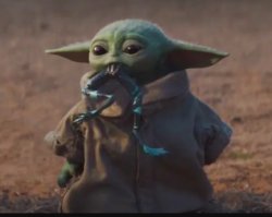 Grogu eating frog Meme Template
