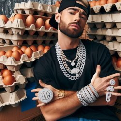 rap star with stack of egg cartons Meme Template