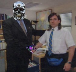 Terminator Office Handshake Meme Template
