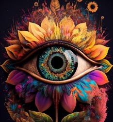 Psychedelic Eye with flowers Meme Template