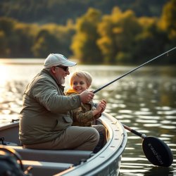 Grandpa takes grandson fishing Meme Template