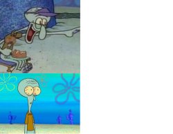 Squidward schadenfreude and shock Meme Template