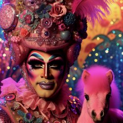 Drag Queen with a pink pony Meme Template