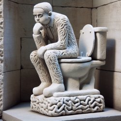 stone sculpture sitting on a toilet Meme Template