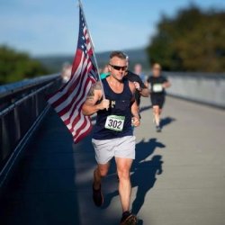 Gay man with American flag Meme Template