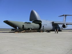 C5 Galaxy eating a C-130 fuselage Meme Template