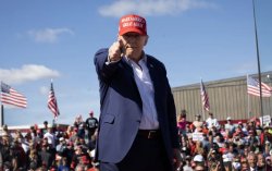 Trump pointing workers MAGA hat red Meme Template