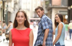 Guy looks at girl Meme Template