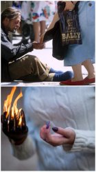 When the homeless guy's hand brushes against mine Meme Template