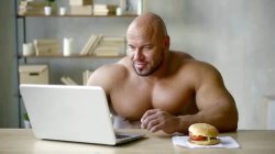Strong man using laptop 2 Meme Template