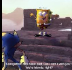 sonic and spongebob Meme Template