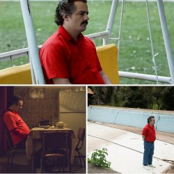 Sad Pablo Escobar in red Meme Template