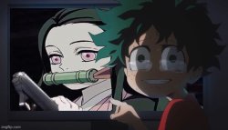 deku crying at gun Meme Template