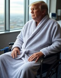 Donald Trump bathrobe wheelchair hospital dementia Meme Template