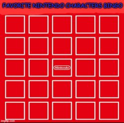 favorite nintendo characters bingo Meme Template