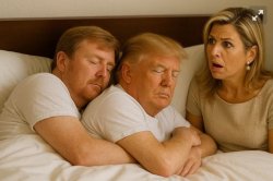 Willem Alexander sleeping with Trump and Maxima Meme Template