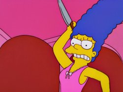 Marge Simpson Brandishing A Knife Meme Template