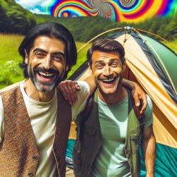 2 guys and a tent that are very happy Meme Template