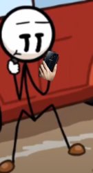 Henry Stickmin holding a phone Meme Template