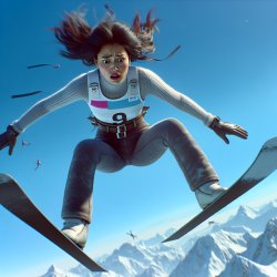 Young female out over her skis Meme Template
