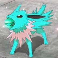 Teal jolteon eating burger Meme Template