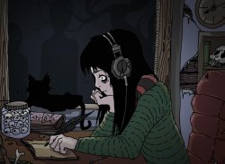 lofi girl goth Meme Template