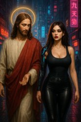 Jesus goes cyberpunk Meme Template