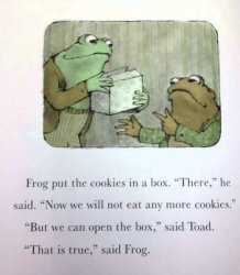 Frog put the cookies in a box Meme Template