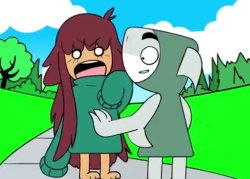 Shark guy gives girl a Belly rub. Girl is shocked. Meme Template