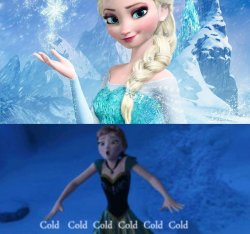 Elsa, Anna kalt kalt kalt Meme Template