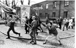 Lady beats Nazi with purse Meme Template
